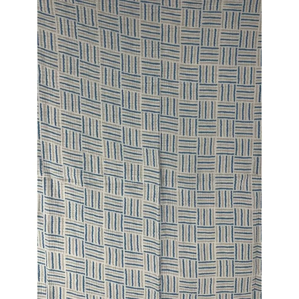 Aden & Anais Muslin Swaddle Baby Blanket Gray Blue Square Stripe Basket Weave